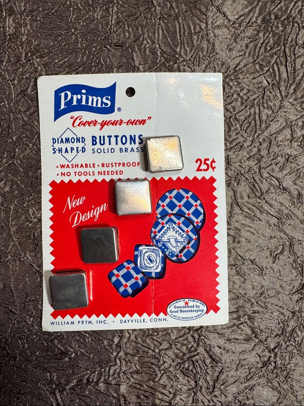 Prims Diamond Shaped Cover-Your-Own Buttons in Silver